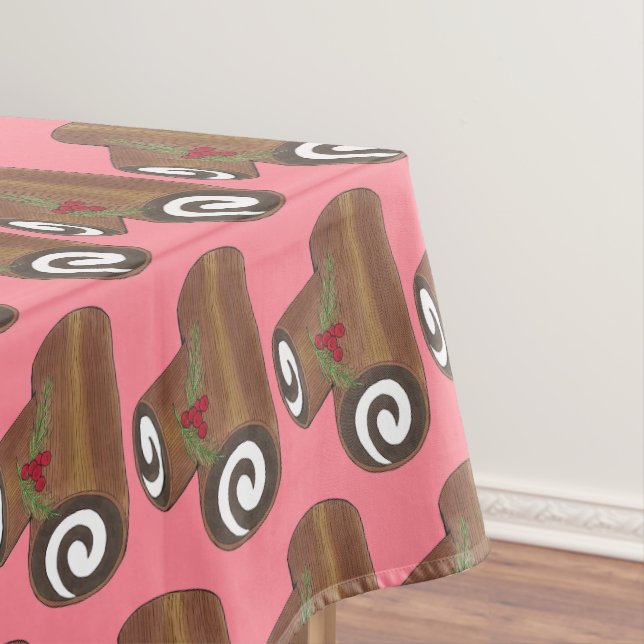 British Christmas Cake Yule Log Holiday Party Tablecloth (In Situ)