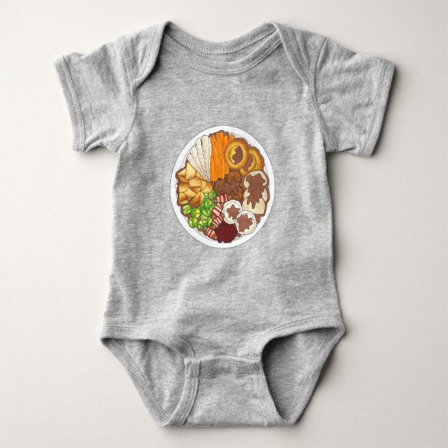 British Christmas Dinner Turkey Festive Party Baby Bodysuit (Front)