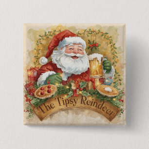 British Christmas Party Santa in the Pub Button