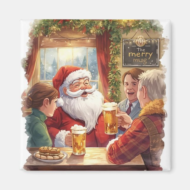 British Christmas Party  Santa in the Pub Magnet (Front)