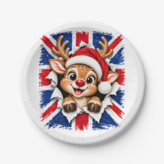 British Christmas Reindeer Paper Plates