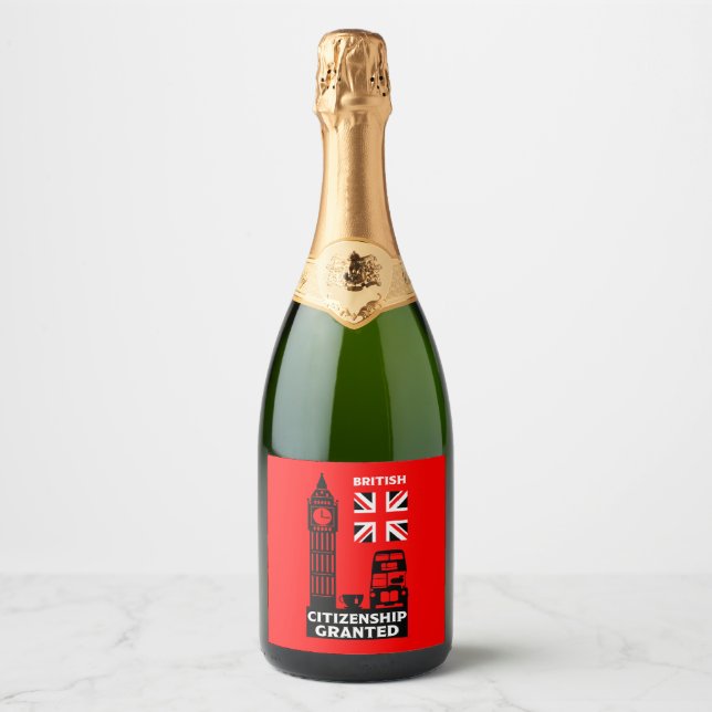 British Citizenship Gifts Sparkling Wine Label (Front)