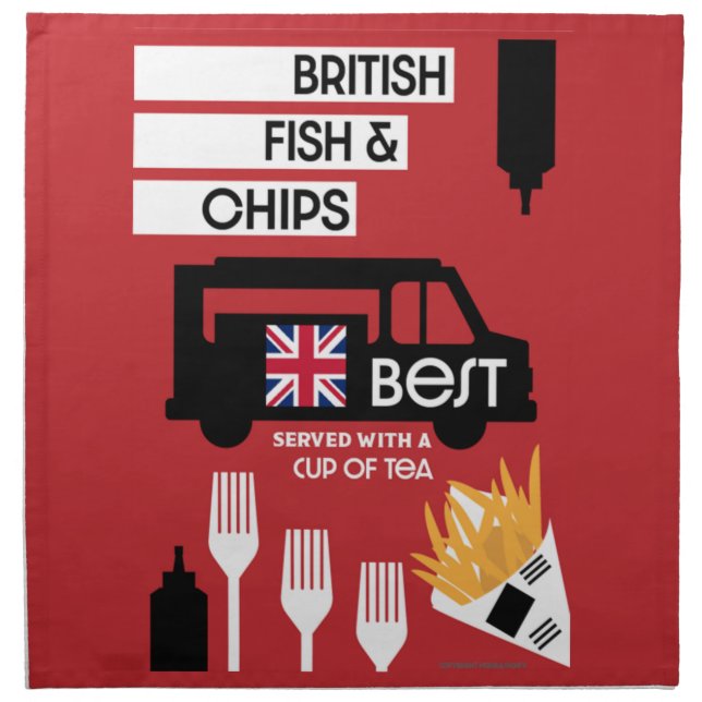 British Classic Fish And Chips   Cloth Napkin (Front)