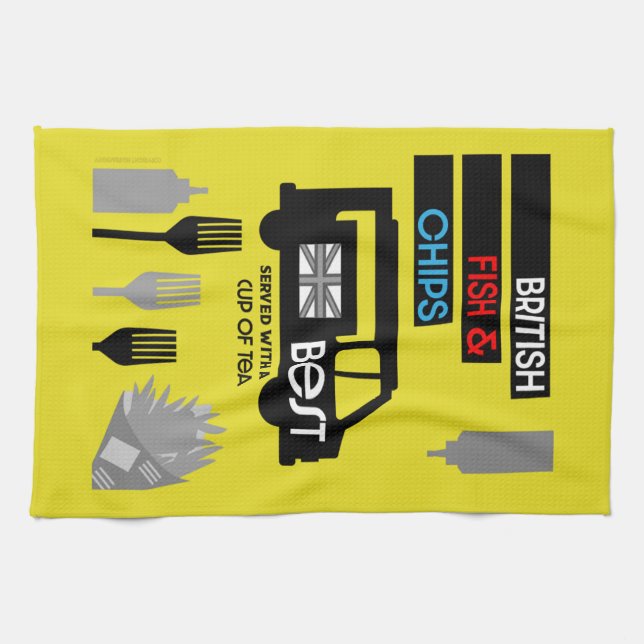 British Classic Fish And Chips   Kitchen Towel (Horizontal)