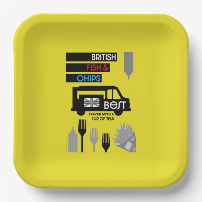 British Classic Fish And Chips  Paper Plates (Front)