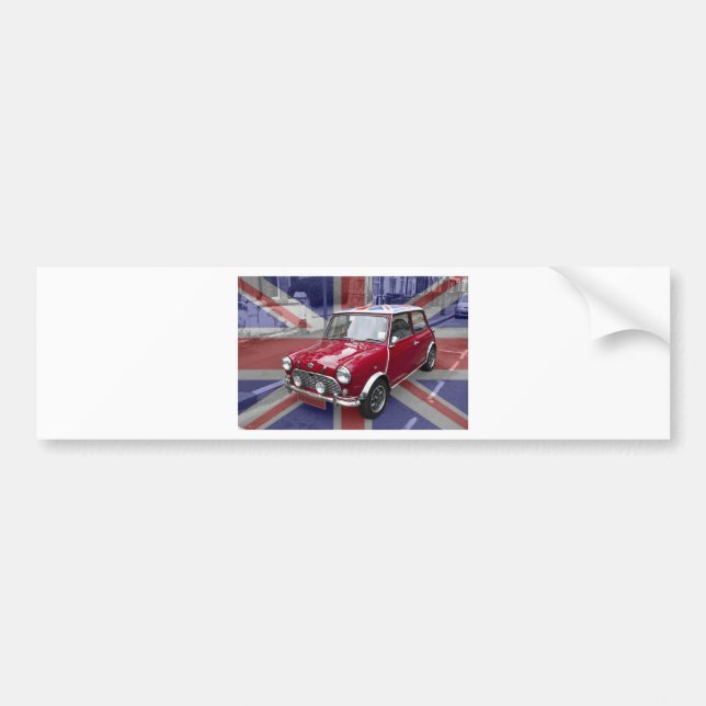 British Classic Mini car Bumper Sticker (Front)