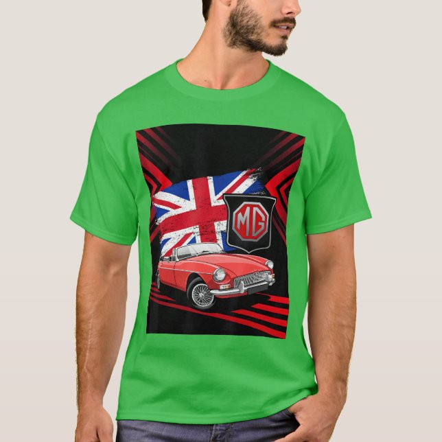 British Classic Sports Car MG MGB Convertible fami T-Shirt (Front)
