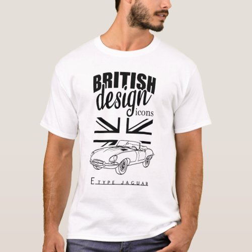 British Classic Sports Super Car Jaguar E_Type T_Shirt