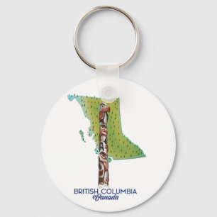 British Columbia Canada map poster. Giant Coffee M Keychain