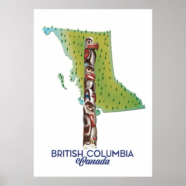 British Columbia Canada map poster. Poster (Front)