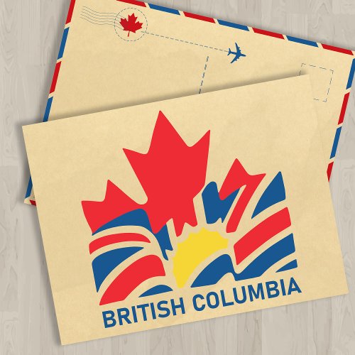 British Columbia Flag Canada Vintage Souvenirs Postcard