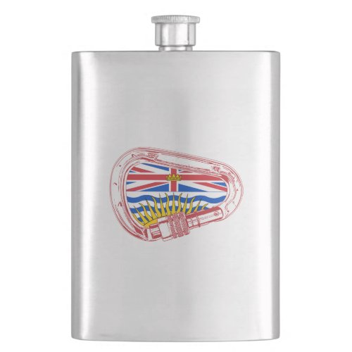 British Columbia Flag Climbing Carabiner Flask