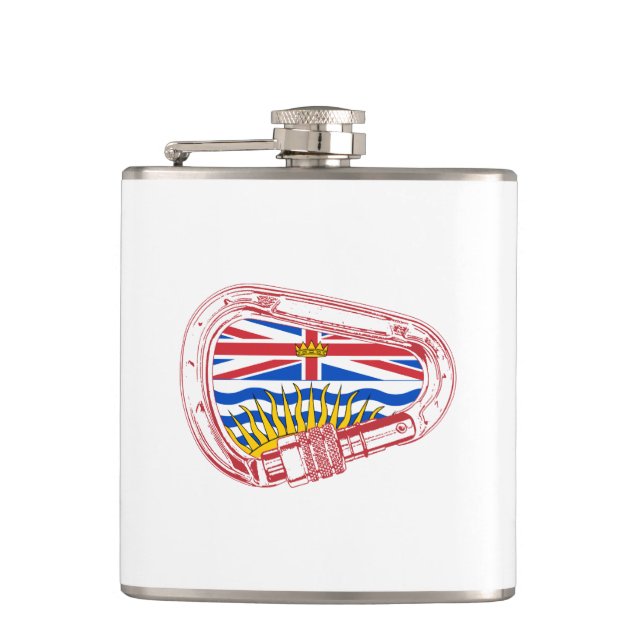 British Columbia Flag Climbing Carabiner Flask (Front)