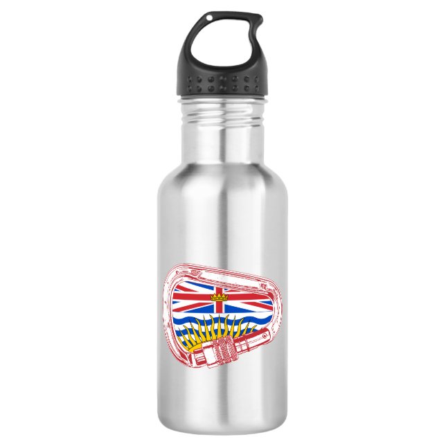 British Columbia Flag Climbing Carabiner Stainless Steel Water Bottle (Front)