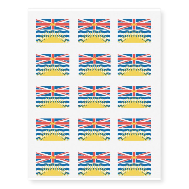 BRITISH COLUMBIA Flag Temporary Tattoos (Front)