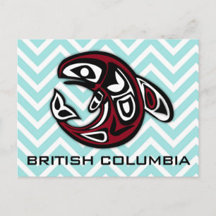 British Columbia Nautical Tribal Totem Orca Whale Postcard