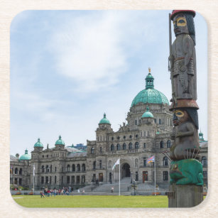 British Columbia Parliament - Victoria, Canada Square Paper Coaster