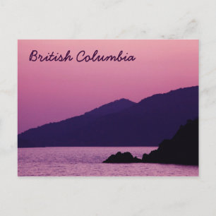 British Columbia purple mountain sunset postcard