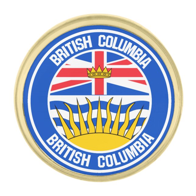 British Columbia Round Emblem Gold Finish Lapel Pin (Front)