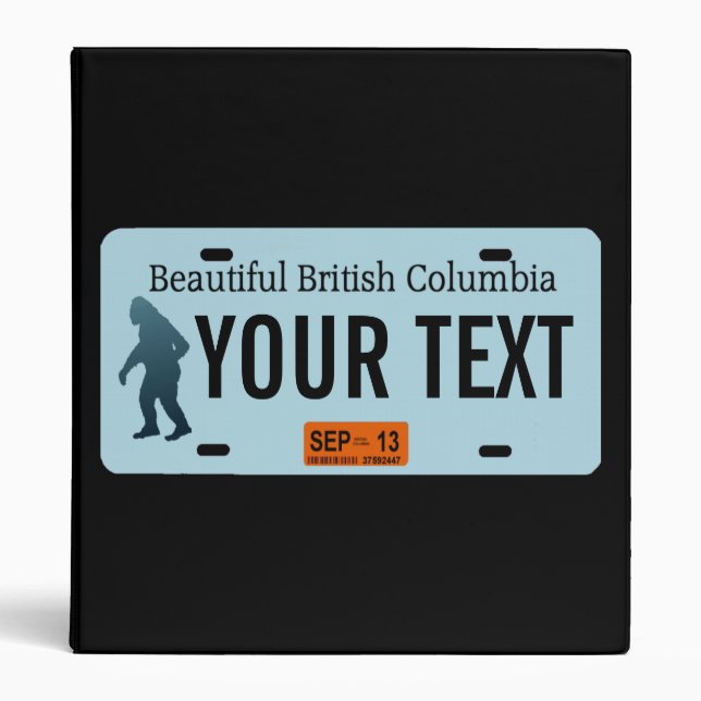 British Columbia Sasquatch License Plate 3 Ring Binder (Front)