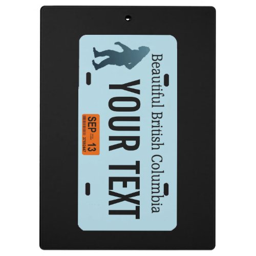 British Columbia Sasquatch License Plate Clipboard