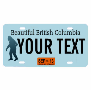 British Columbia Sasquatch License Plate Cutout