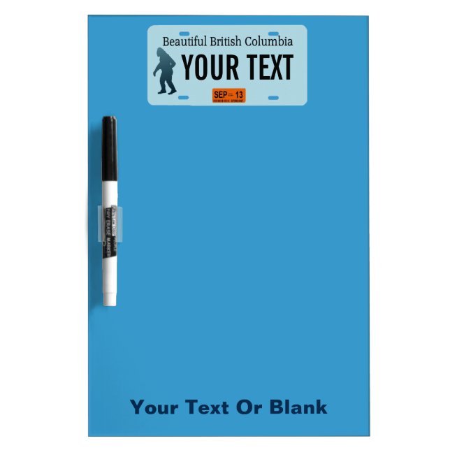 British Columbia Sasquatch License Plate Dry Erase Board (Front)