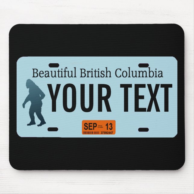 British Columbia Sasquatch License Plate Mouse Pad (Front)