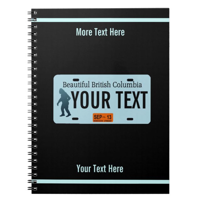 British Columbia Sasquatch License Plate Notebook (Front)