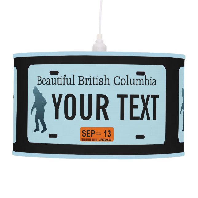 British Columbia Sasquatch License Plate Pendant Lamp (Front)
