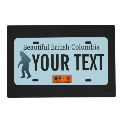 British Columbia Sasquatch License Plate Placemat