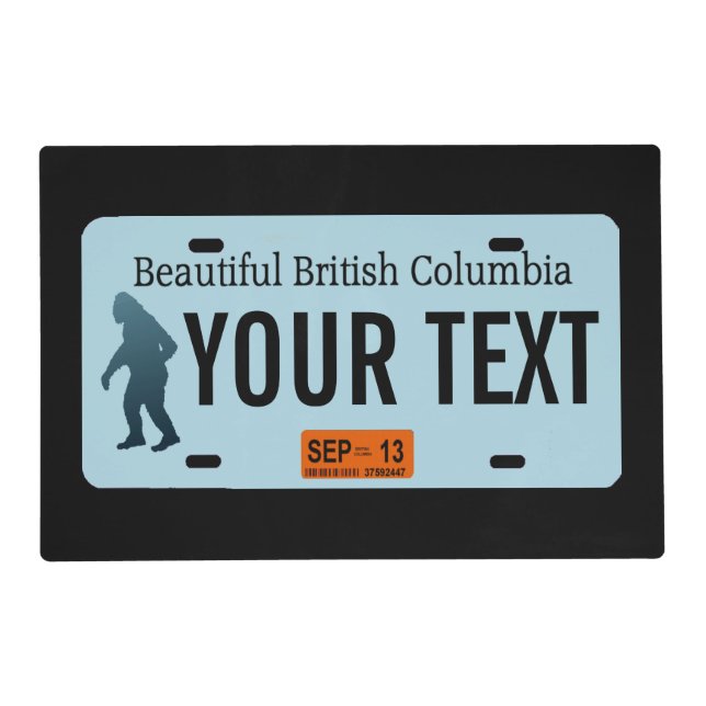 British Columbia Sasquatch License Plate Placemat (Front)
