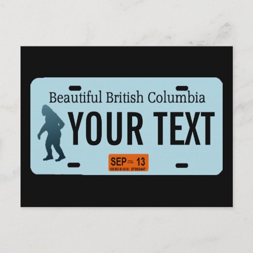 British Columbia Sasquatch License Plate Postcard