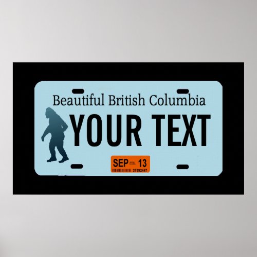 British Columbia Sasquatch License Plate Poster