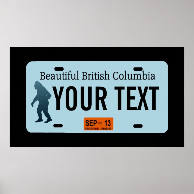 British Columbia Sasquatch License Plate Poster (Front)