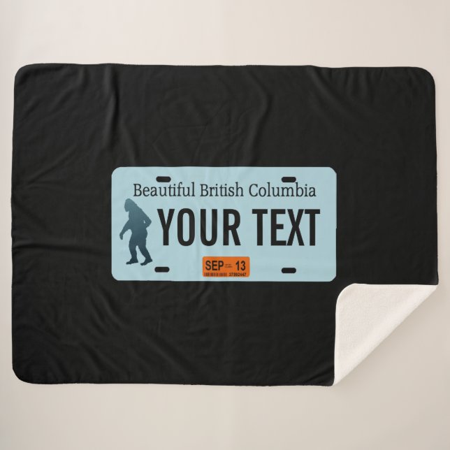 British Columbia Sasquatch License Plate Sherpa Blanket (Front (Horizontal))