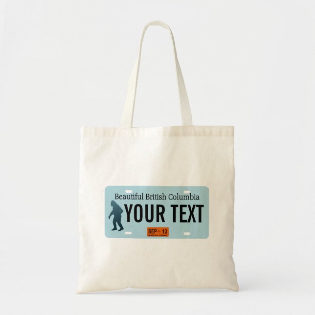 British Columbia Sasquatch License Plate Tote Bag (Front)
