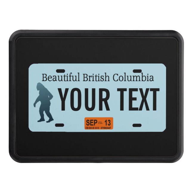 British Columbia Sasquatch License Plate Tow Hitch Cover (Front)