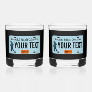 British Columbia Sasquatch License Plate Whiskey Glass