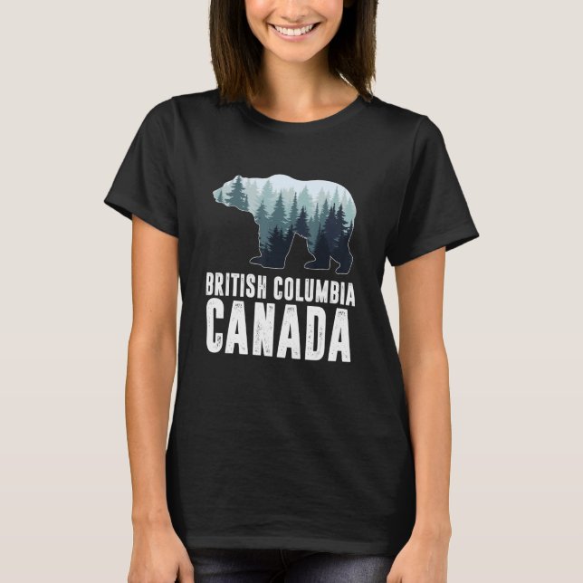 British Columbia Vancouver Canada Bear Green Fores T-Shirt (Front)