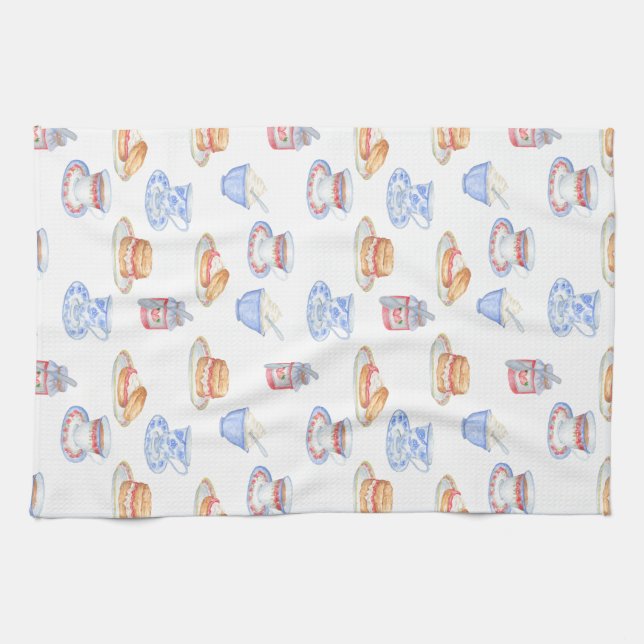 British Cream Tea Teatowel Kitchen Towel (Horizontal)