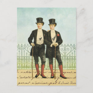 British Dandy Boys in Tops and Tails Postcard