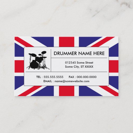 Customizable british drums business card templates