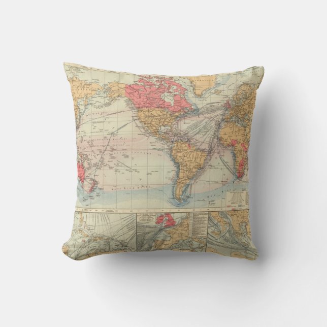 British Empire, routes, currents Throw Pillow (Front)