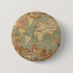 British Empire Vintage Victorian World Map Pinback Button