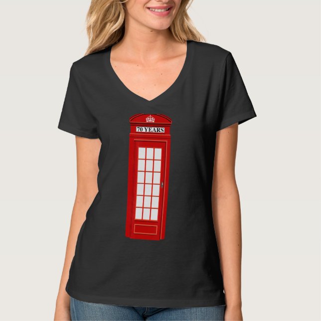 British England London Red Telephone Box Phone Boo T-Shirt (Front)