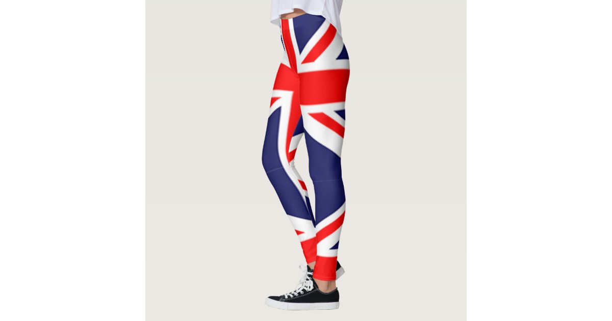 British England Red Blue White Union Jack UK Flag Leggings