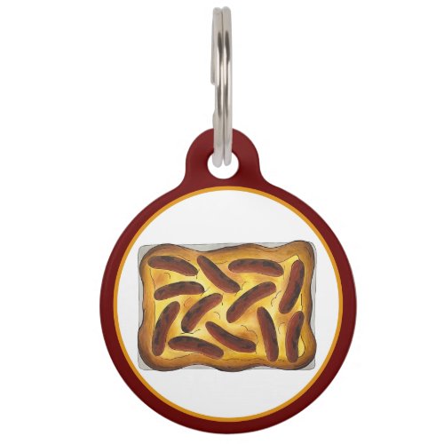 British English Food Toad in the Hole Sausages Pet ID Tag