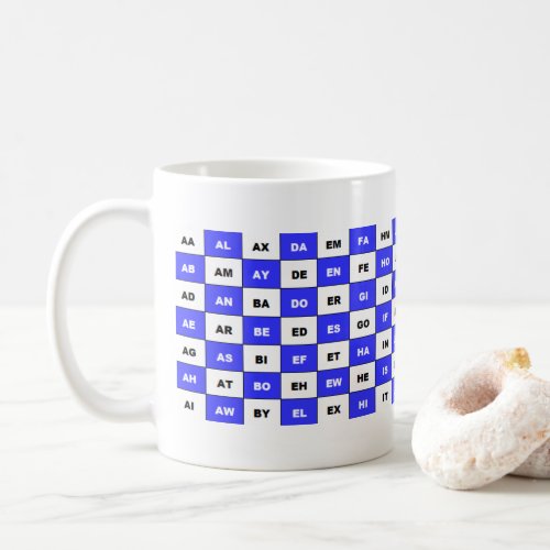 British English Two Letter Words Blue White  Coffee Mug