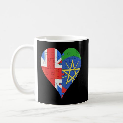 British Ethiopian Flag Heart  Coffee Mug